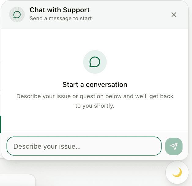 Support Chat screenshot